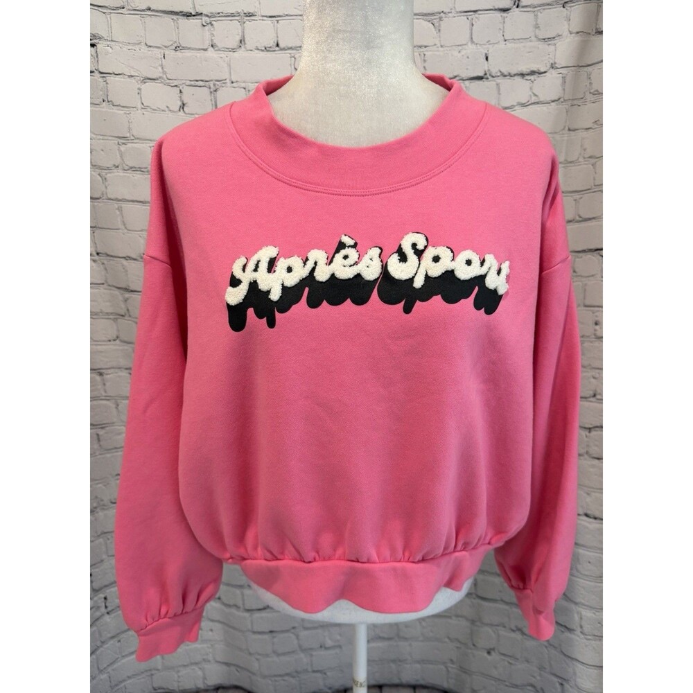 All In Motion fleece crewneck sweatshirt in pink “Après Sport" textured puff XL